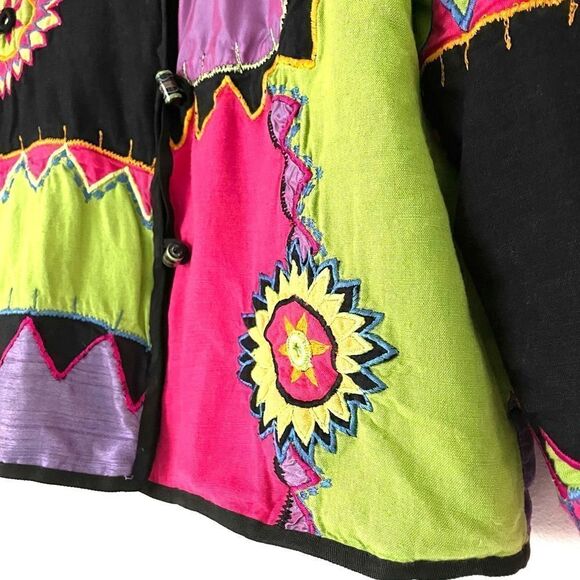 vintage julia kin womens  80's Patchwork Jacket sizePM - Picture 3 of 7